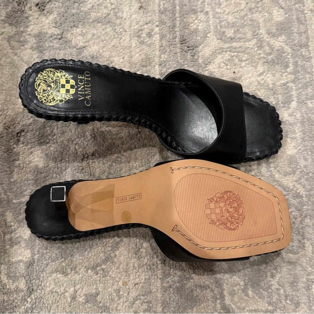 Vince Camuto Black Heeled Mules - Picture 3 of 4